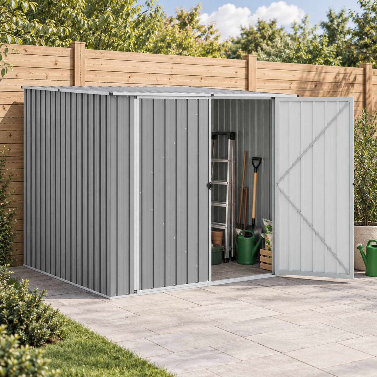 Garden Shed Grey 195x198x159 cm Galvanised Steel