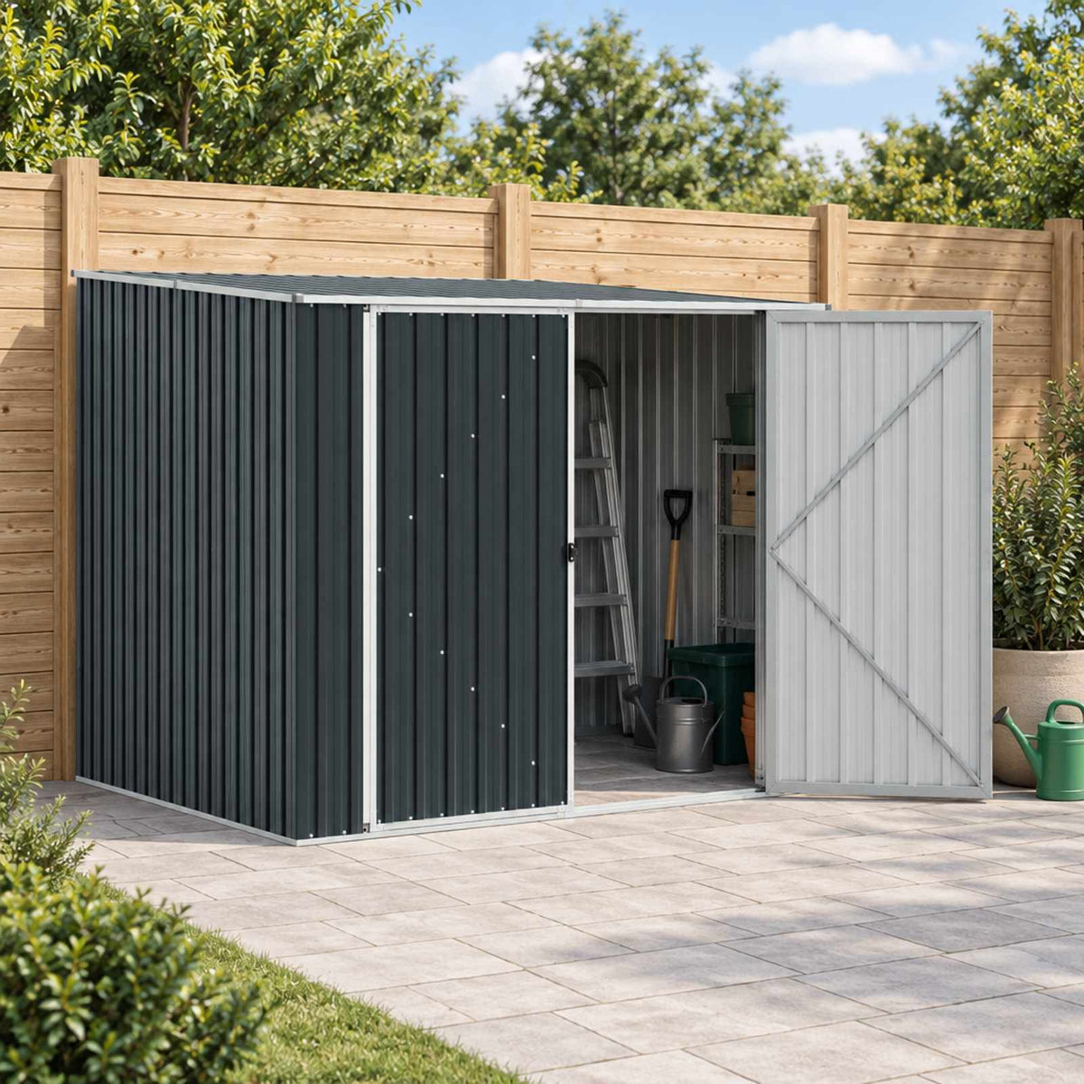 46255 vidaXL Garden Shed Anthracite 195x198x159 cm Galvanised Steel