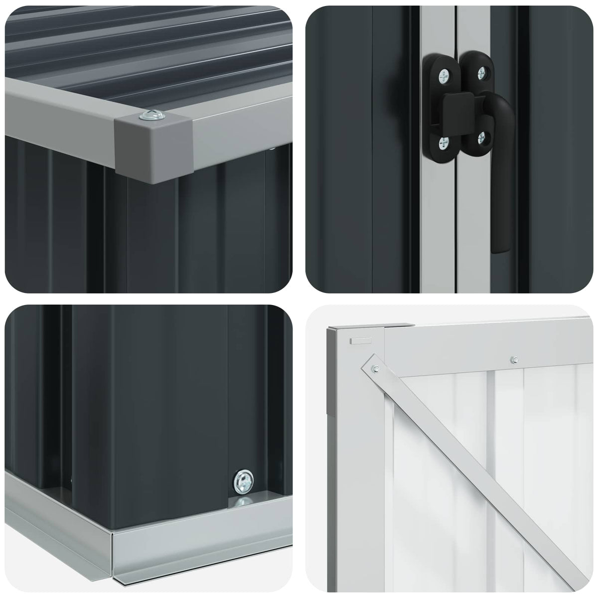 46255 vidaXL Garden Shed Anthracite 195x198x159 cm Galvanised Steel