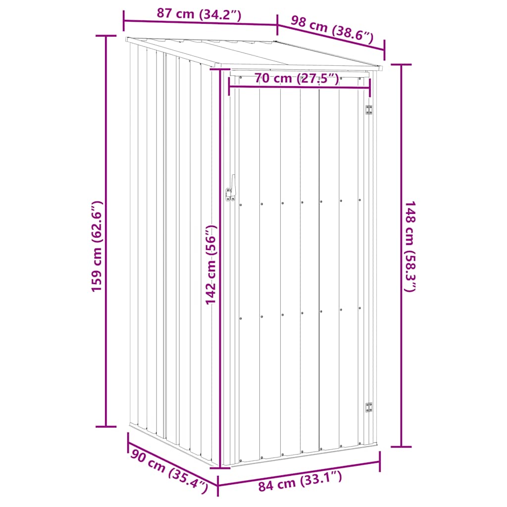 Garden Shed | Green | Galvanised steel | Medium | Durable | Garden Shed