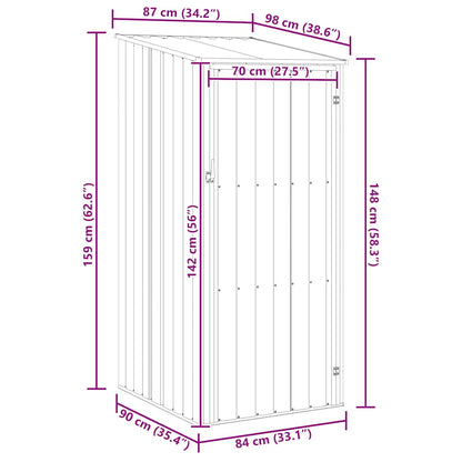 Garden Shed Grey 87x98x159 cm Galvanised Steel