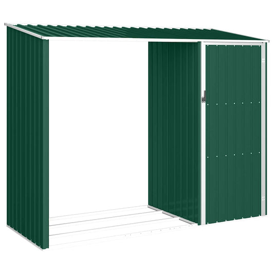 46293 vidaXL Garden Firewood Shed Green 245x98x159 cm Galvanised Steel