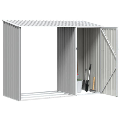 Garden Firewood Shed Grey 245x98x159 cm Galvanised Steel