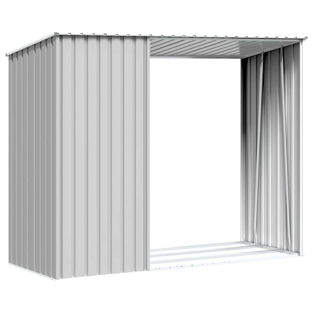 Garden Firewood Shed Grey 245x98x159 cm Galvanised Steel