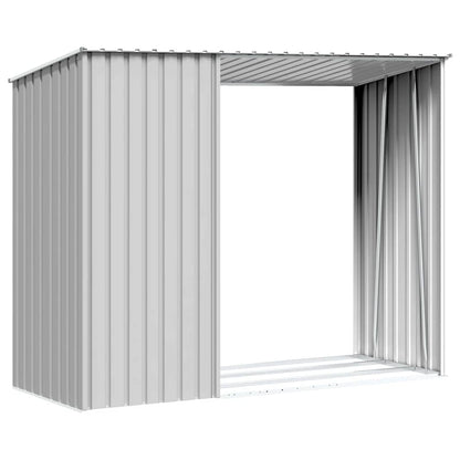 Garden Firewood Shed Grey 245x98x159 cm Galvanised Steel