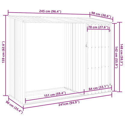 Garden Firewood Shed Brown 245x98x159 cm Galvanised Steel