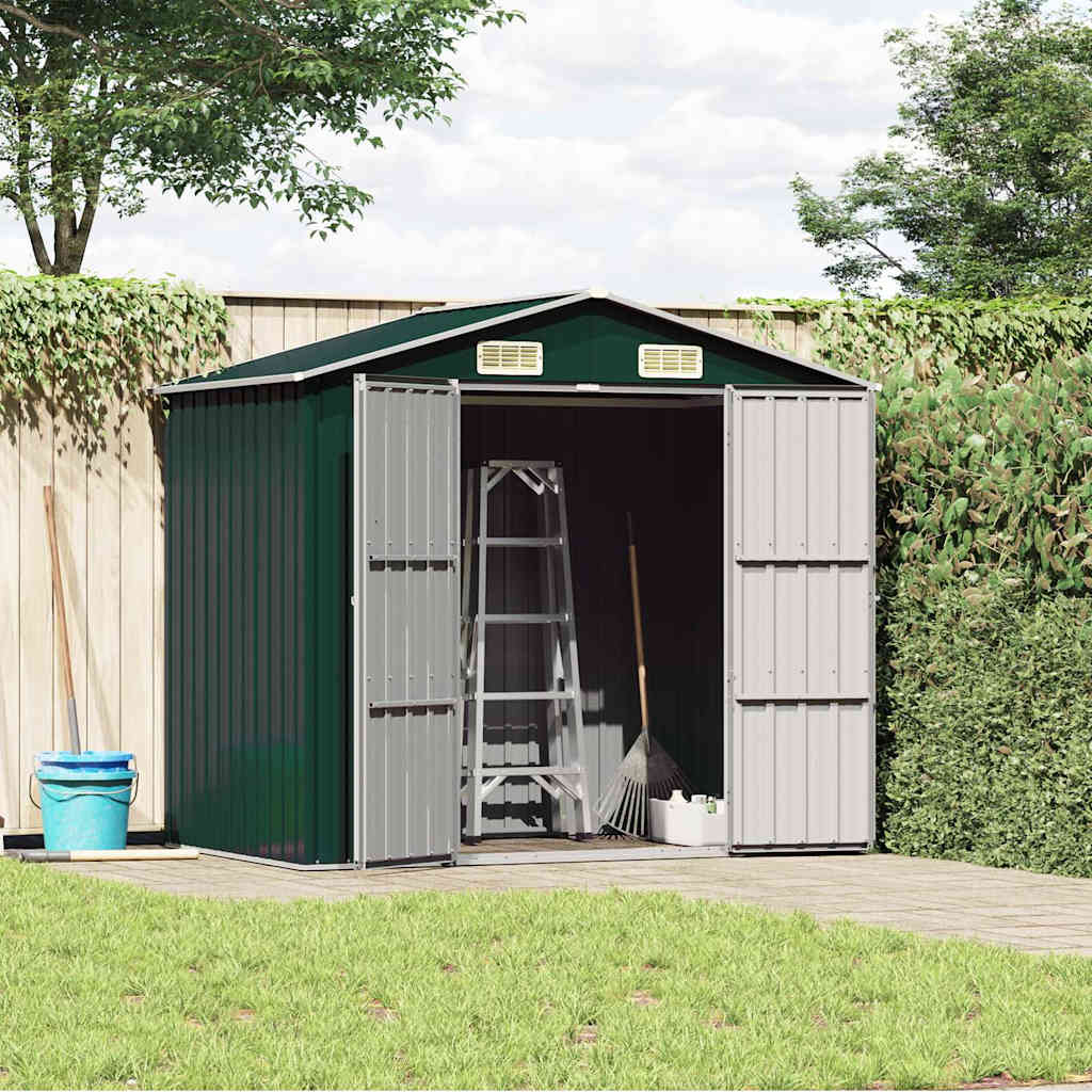 Garden Shed Green 205x129x183 cm Galvanised Steel