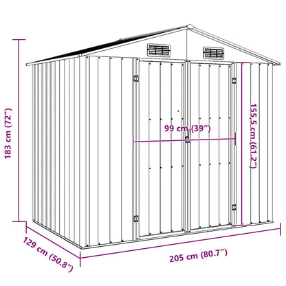Garden Shed Brown 205x129x183 cm Galvanised Steel