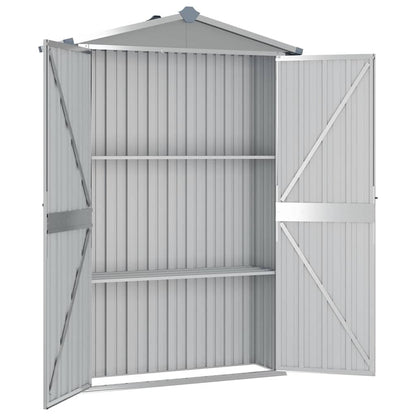 Garden Shed Grey 116x45x175 cm Galvanised Steel