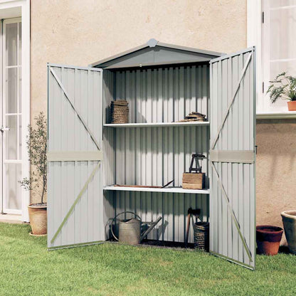 Garden Shed Grey 116x45x175 cm Galvanised Steel
