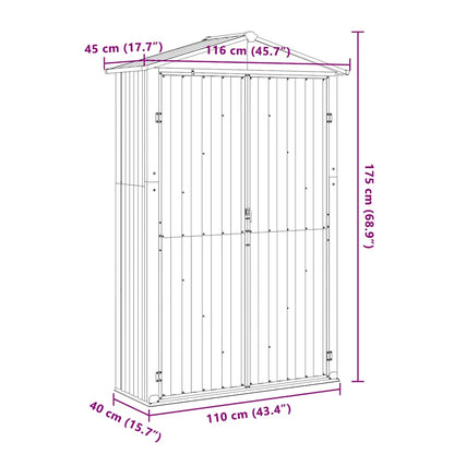 Garden Shed Anthracite 116x45x175 cm Galvanised Steel
