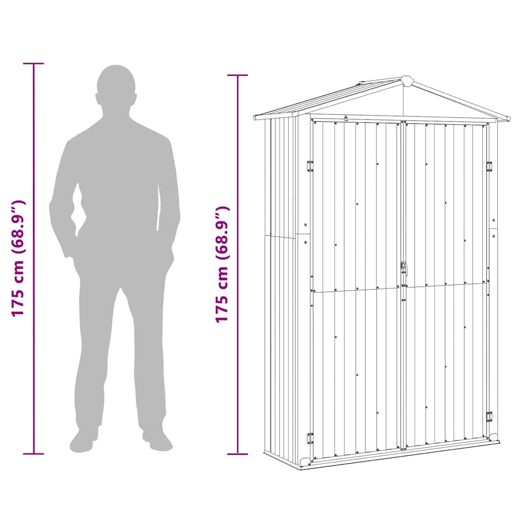 Garden Shed Anthracite 116x45x175 cm Galvanised Steel