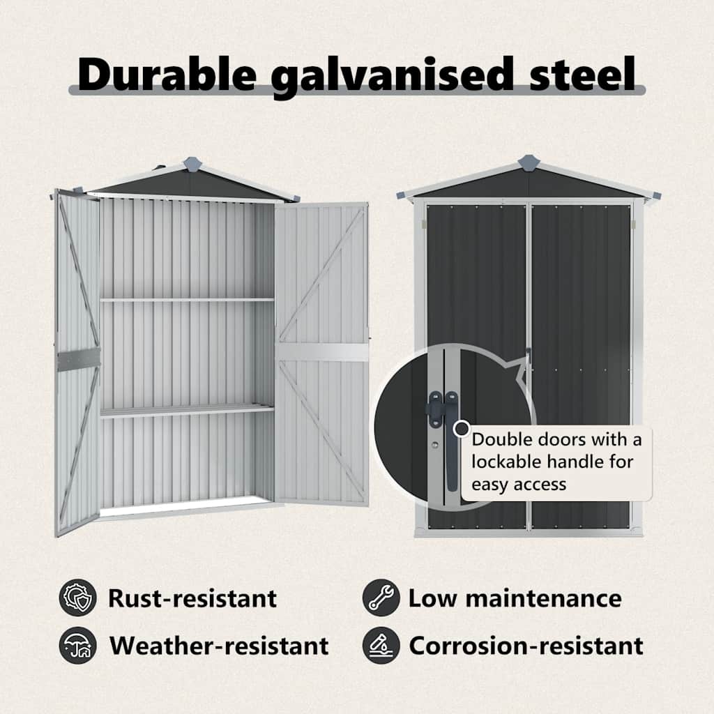 Garden Shed Anthracite 116x45x175 cm Galvanised Steel