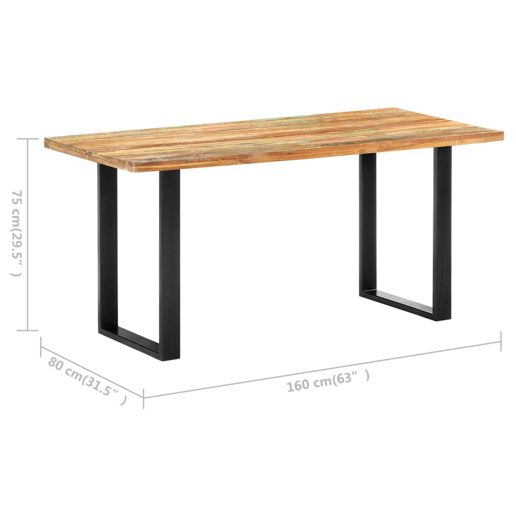 Dining Table 160x80x75 cm Solid Reclaimed Wood