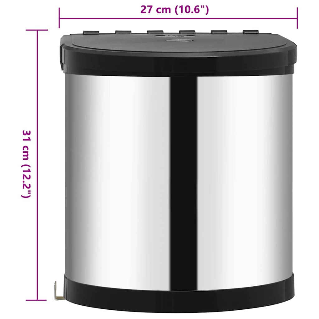 51172 vidaXL Kitchen Built-in Dust Bin Stainless Steel 12 L