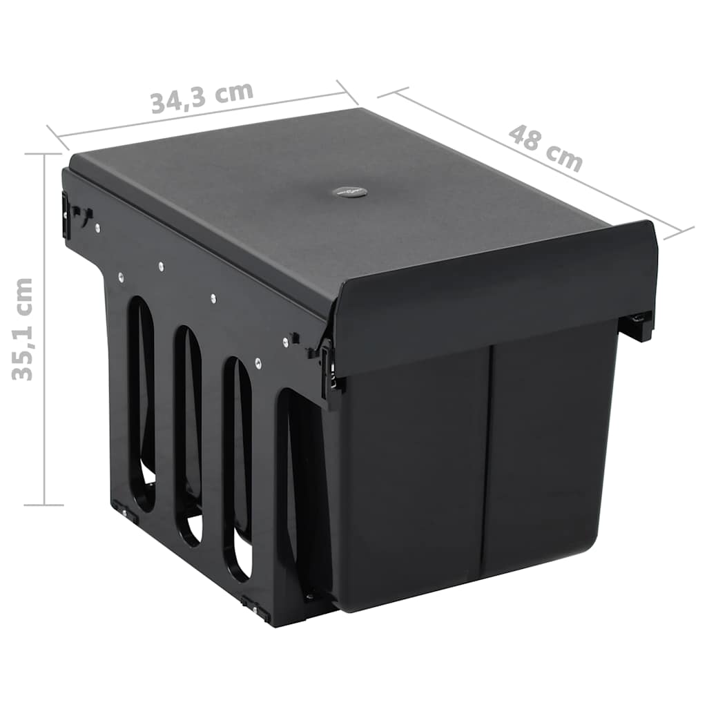 51179 vidaXL Kitchen Cupboard Pull-out Dustbin Soft-Close 36 L