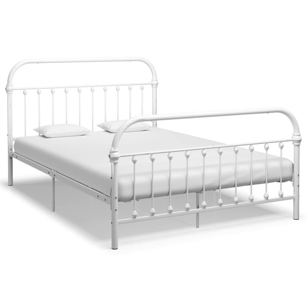 Bed Frame | White | Metal | Double | Heavy Weight Endurance | Bed Frame