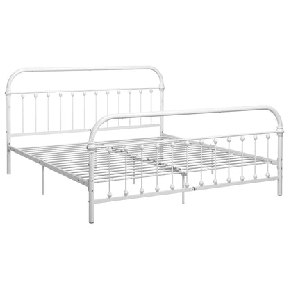 Bed Frame without Mattress with Headboard White 180x200 cm Super King Metal