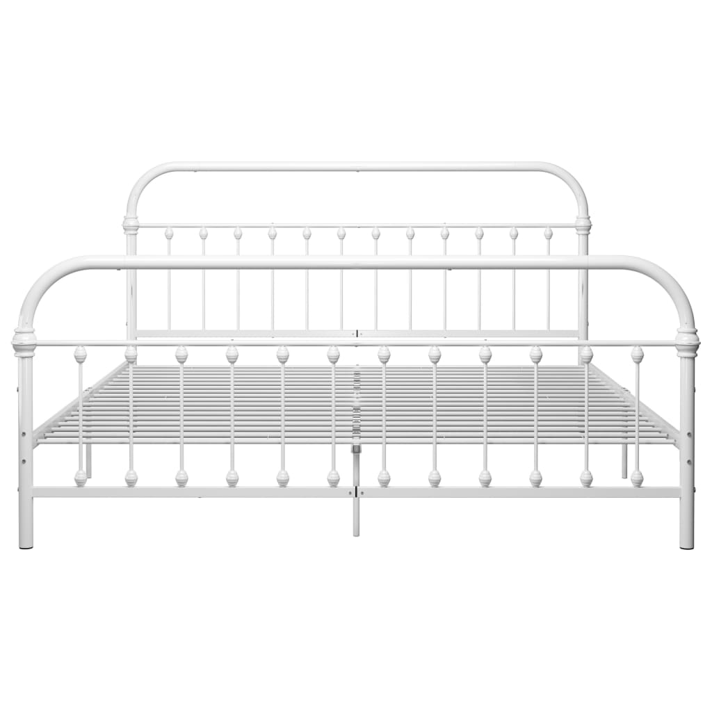 Bed Frame without Mattress with Headboard White 180x200 cm Super King Metal
