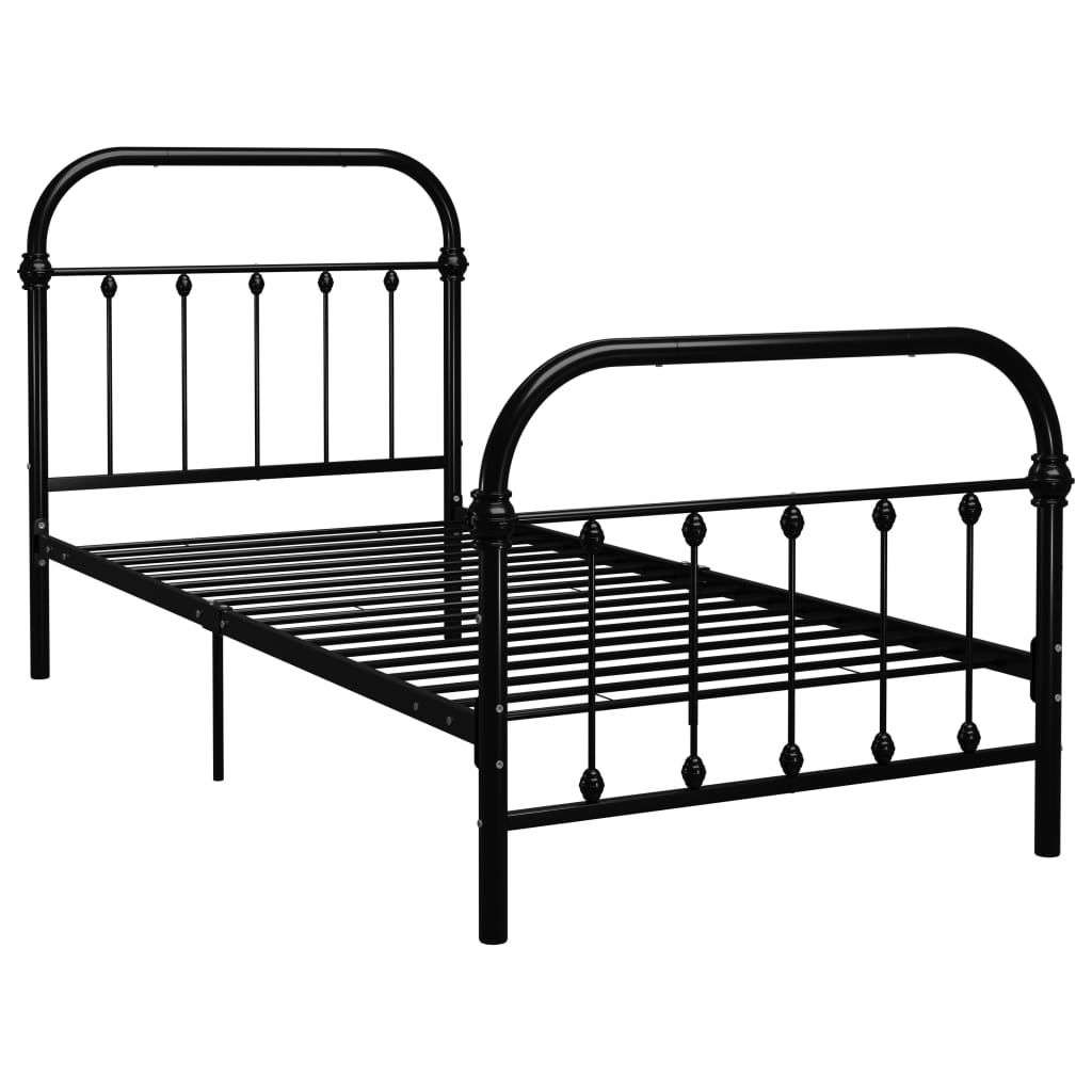 284498 vidaXL Bed Frame without Mattress Black Metal 90x200 cm