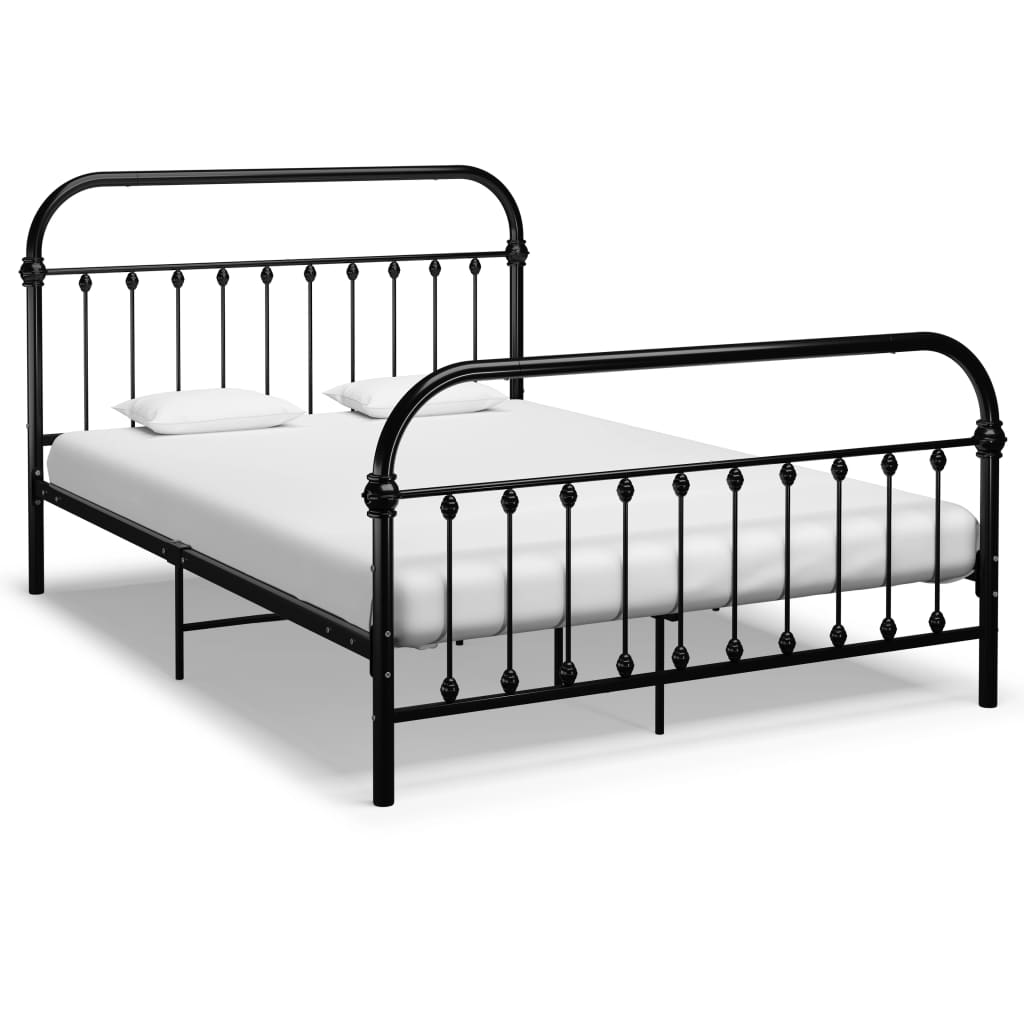 Bed Frame without Mattress with Headboard Black 140x200 cm Metal