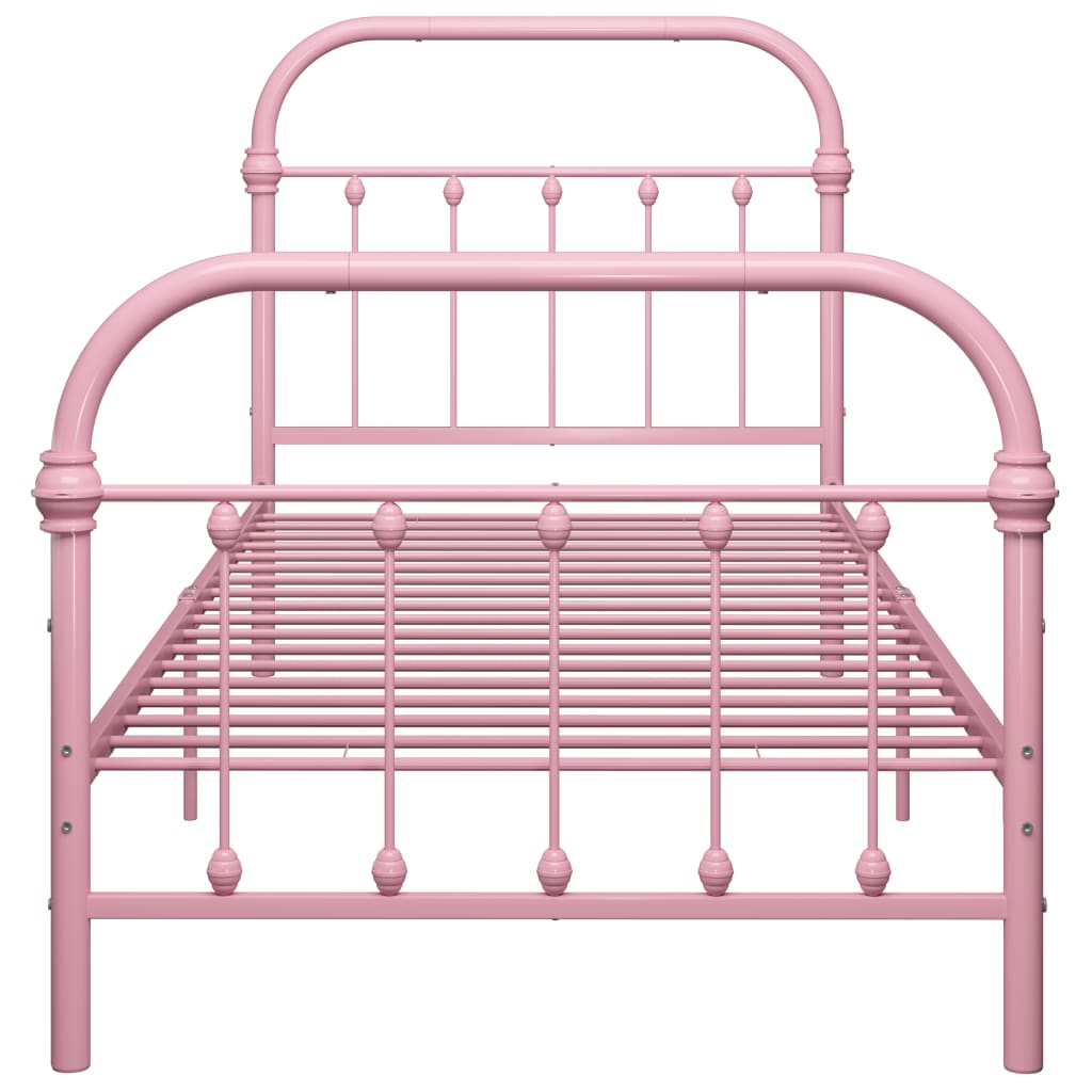 Bed Frame | Pink | Metal | 90x200 cm | Durable | Bed Frame | Rectangular
