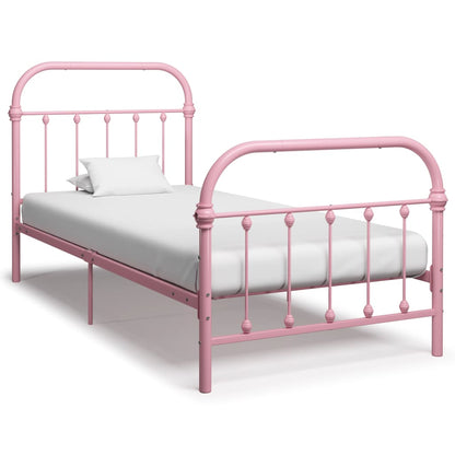 284511 vidaXL Bed Frame without Mattress Pink Metal 100x200 cm
