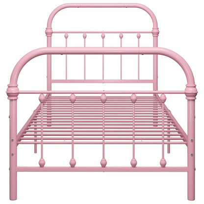 284511 vidaXL Bed Frame without Mattress Pink Metal 100x200 cm