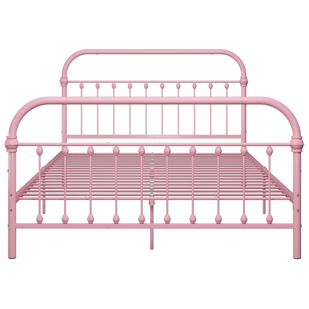284514 vidaXL Bed Frame without Mattress Pink Metal 160x200 cm