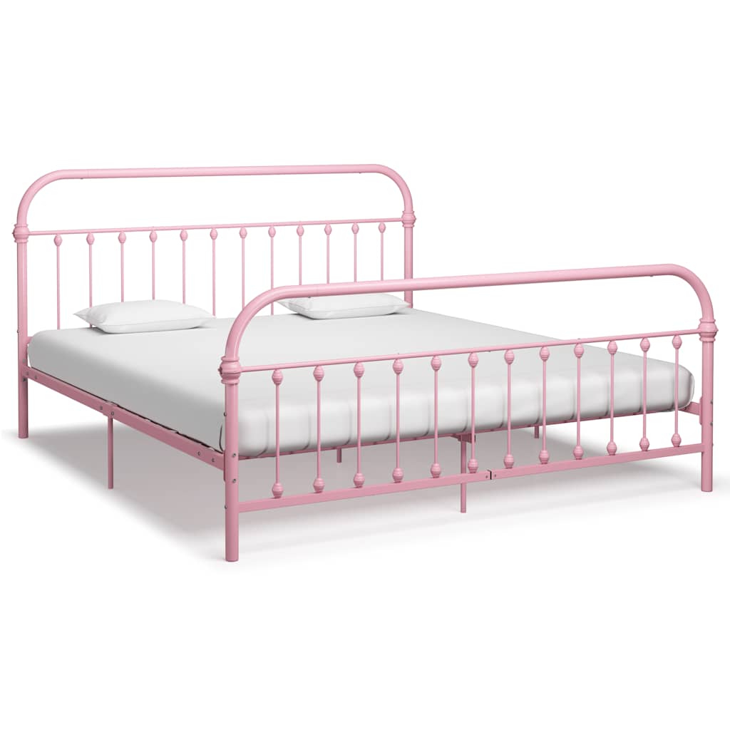Bed Frame without Mattress Pink Metal 180x200 cm Super King