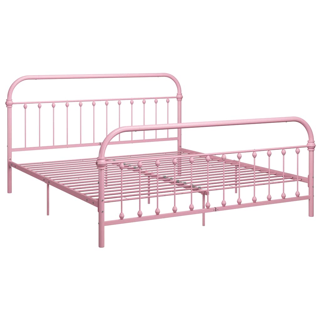 Bed Frame without Mattress Pink Metal 180x200 cm Super King
