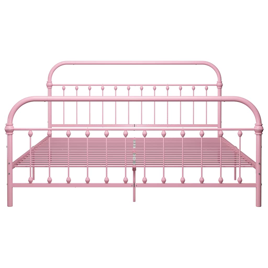 Bed Frame without Mattress Pink Metal 180x200 cm Super King