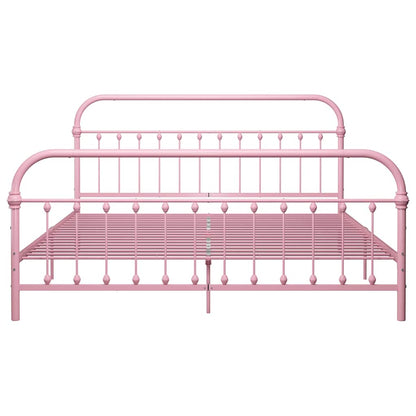 Bed Frame without Mattress Pink Metal 180x200 cm Super King