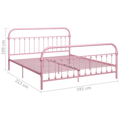 Bed Frame without Mattress Pink Metal 180x200 cm Super King