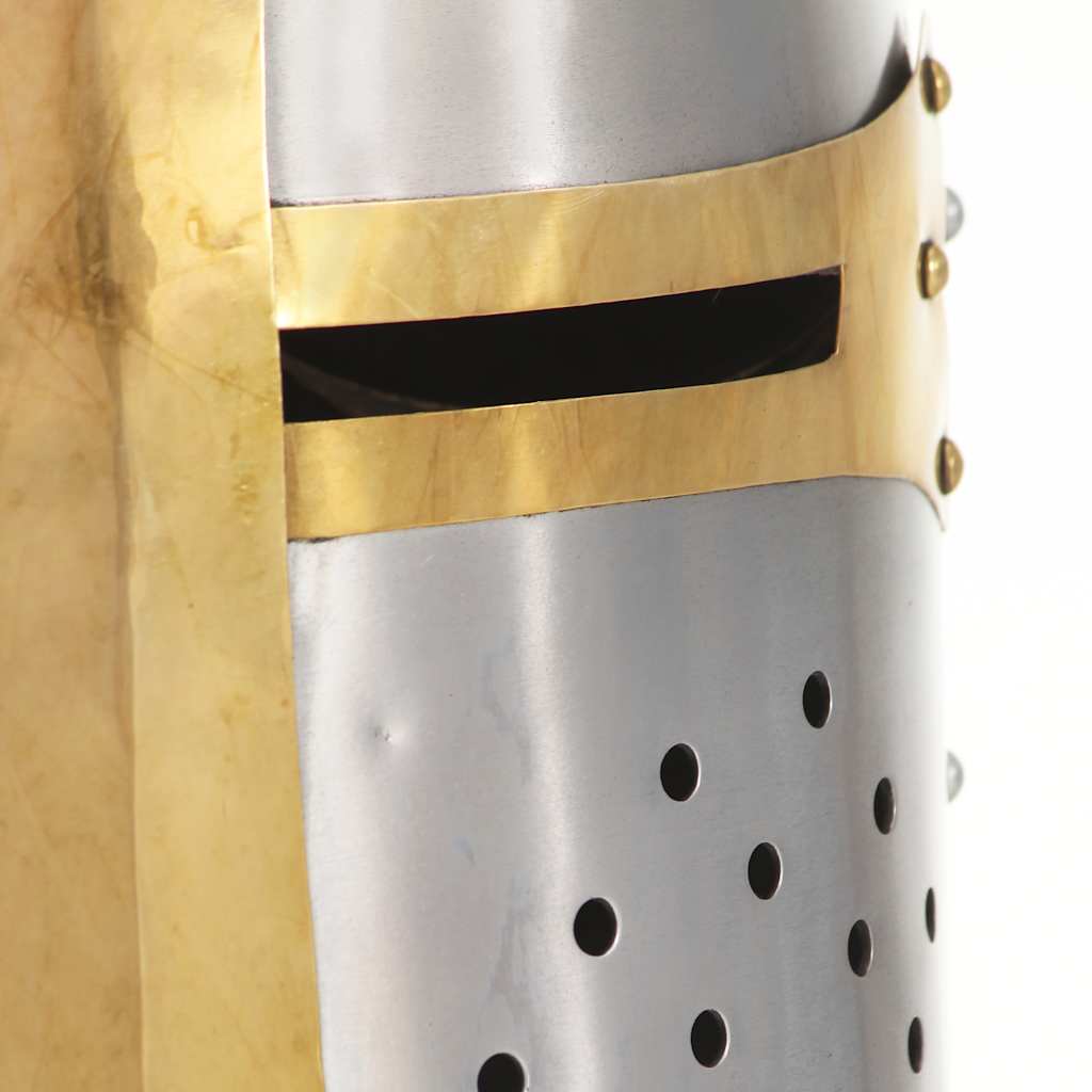 Medieval Crusader Knight Helmet Replica LARP Silver Steel