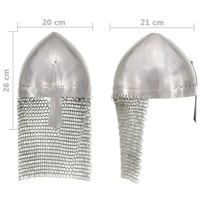 Knight Helmet Antique Replica LARP Silver Steel