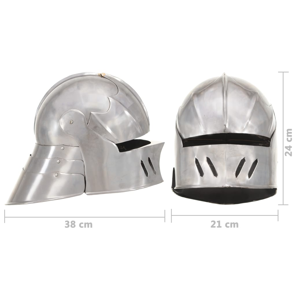 Medieval Knight Helmet Antique Replica LARP Silver Steel