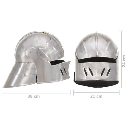 Medieval Knight Helmet Antique Replica LARP Silver Steel