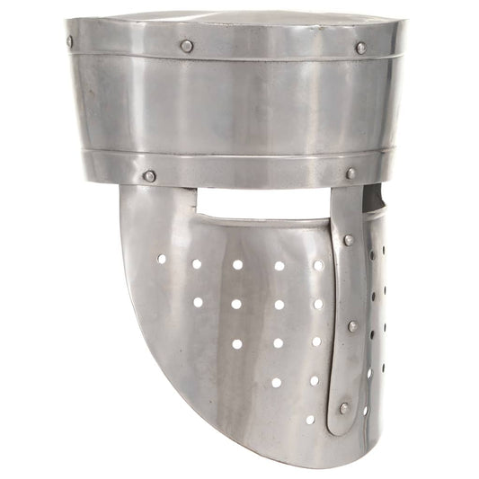 286221 vidaXL Medieval Knight Helmet Antique Replica LARP Silver Steel