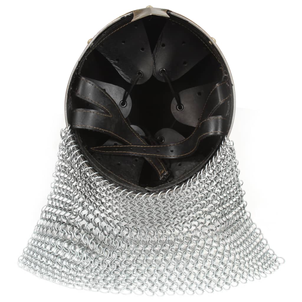 Crusader Knight Helmet Antique Replica LARP Silver Steel