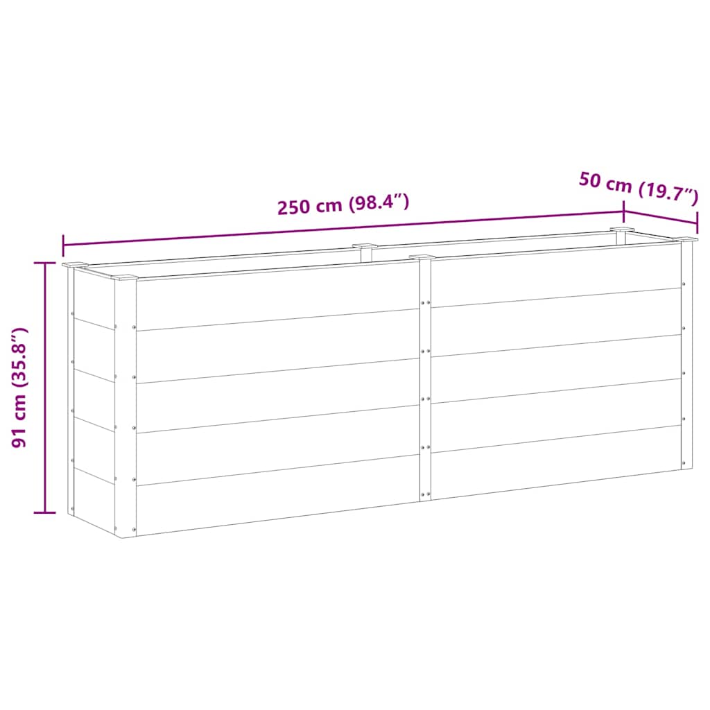 Garden Raised Bed 250x50x91 cm WPC Grey