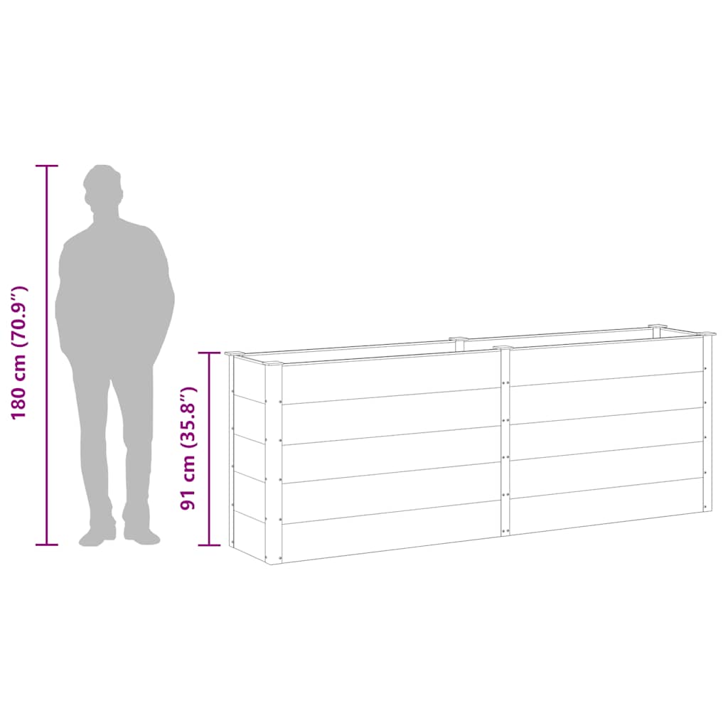 Garden Raised Bed 250x50x91 cm WPC Grey