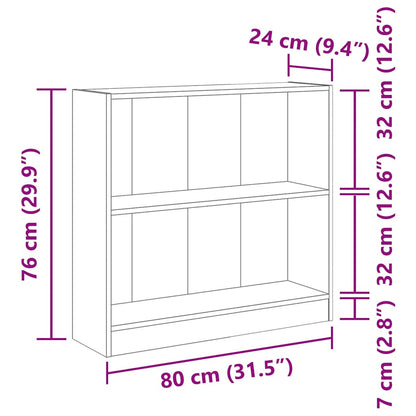 Bookcase Concrete Grey 80x24x75 cm Engineered Wood