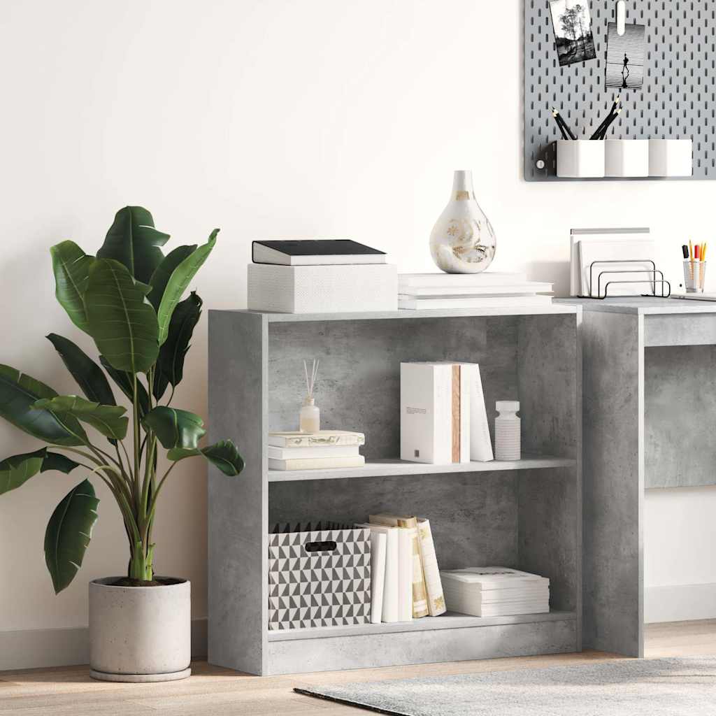 Bookcase Concrete Grey 80x24x75 cm Engineered Wood