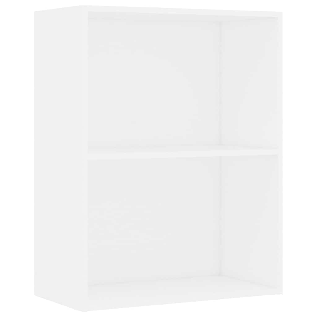 2-Tier Book Cabinet White 60x30x76.5 cm Engineered Wood