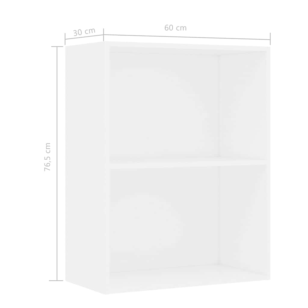 2-Tier Book Cabinet White 60x30x76.5 cm Engineered Wood