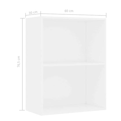 2-Tier Book Cabinet White 60x30x76.5 cm Engineered Wood