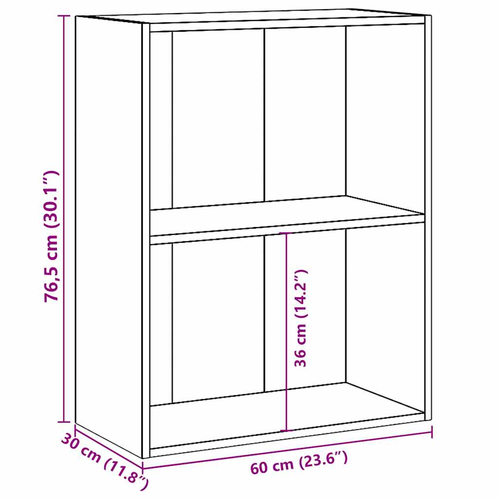 2-Tier Book Cabinet Concrete Grey 60x30x76.5 cm Engineered Wood