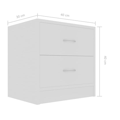 Bedside Cabinet White 40x30x40 cm Engineered Wood