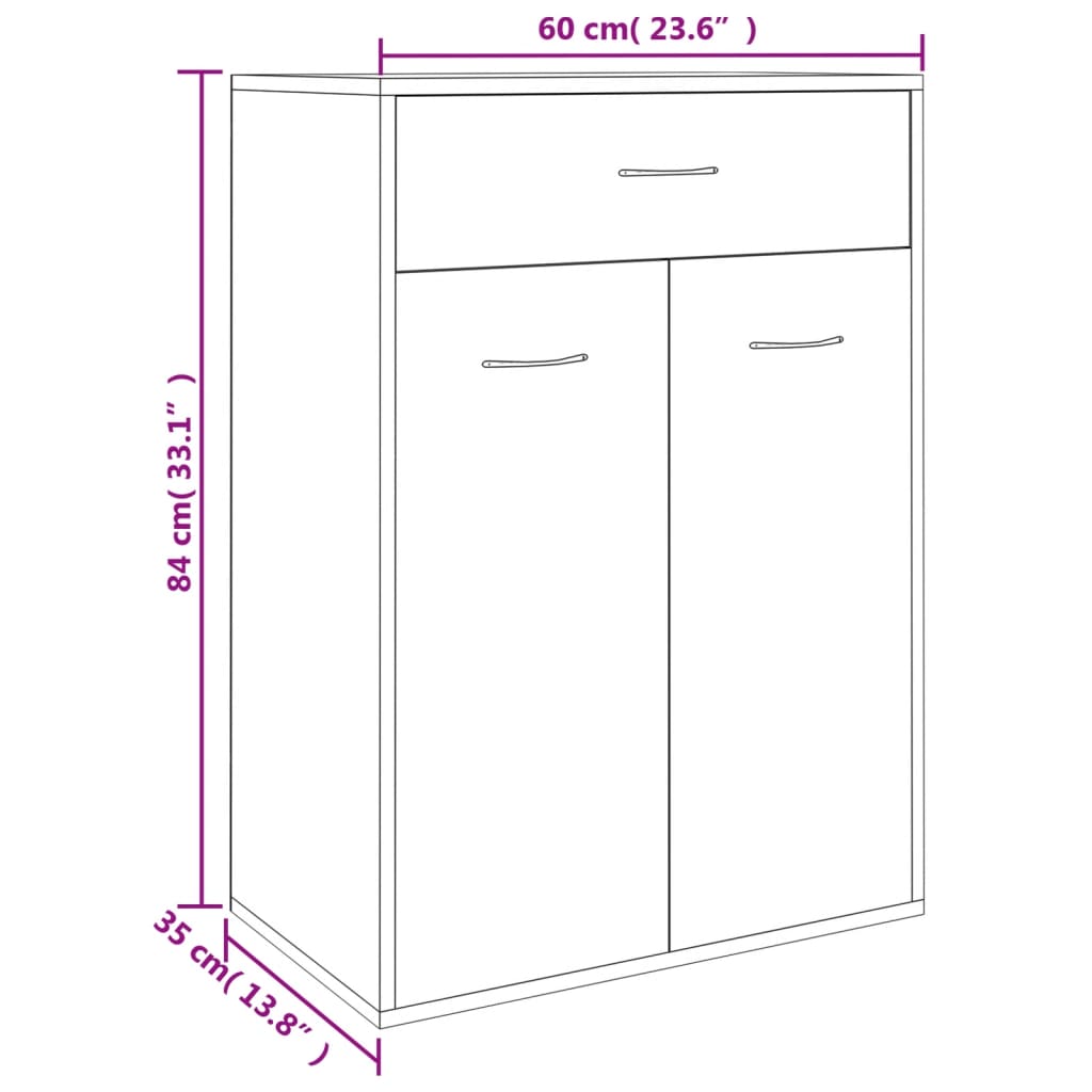 Shoe Cabinet Sonoma Oak 60x35x84 cm Engineered Wood
